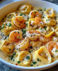 Shrimp Tortellini with Lemon Garlic Cream Sauce