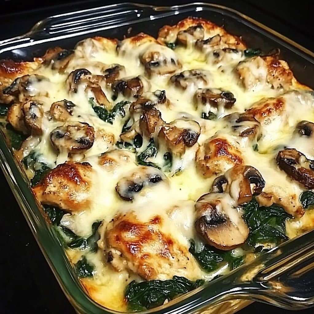 Chicken Spinach and Mushroom Low-Carb Bake