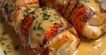 Lobster Tail with Garlic Butter Cream Sauce 