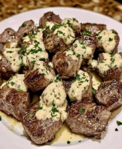 Garlic Butter Steak Bites with Creamy Sauce Recipe