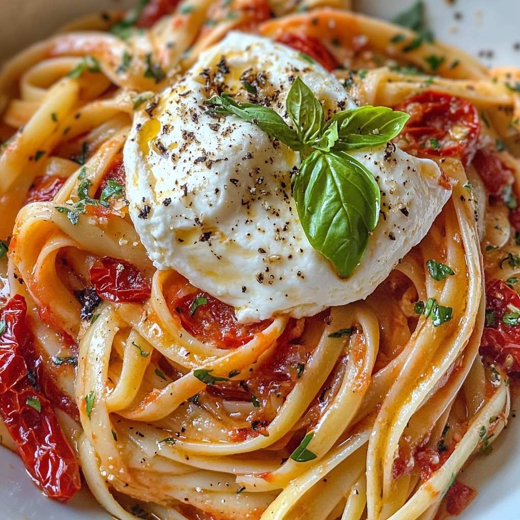 Pasta with Burrata and Roasted Tomatoes