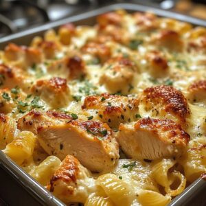 Garlic Parmesan Chicken Pasta Bake