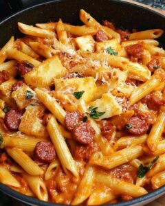 Chorizo and Halloumi Pasta