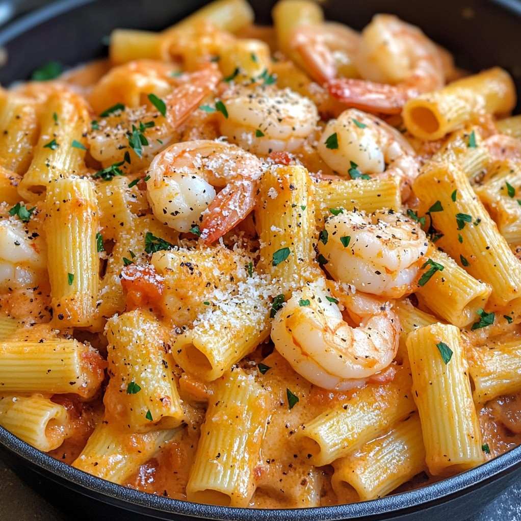 Creamy Jumbo Shrimp Rigatoni