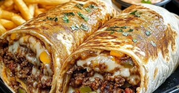 Cheesy Beef Burritos with Fries 