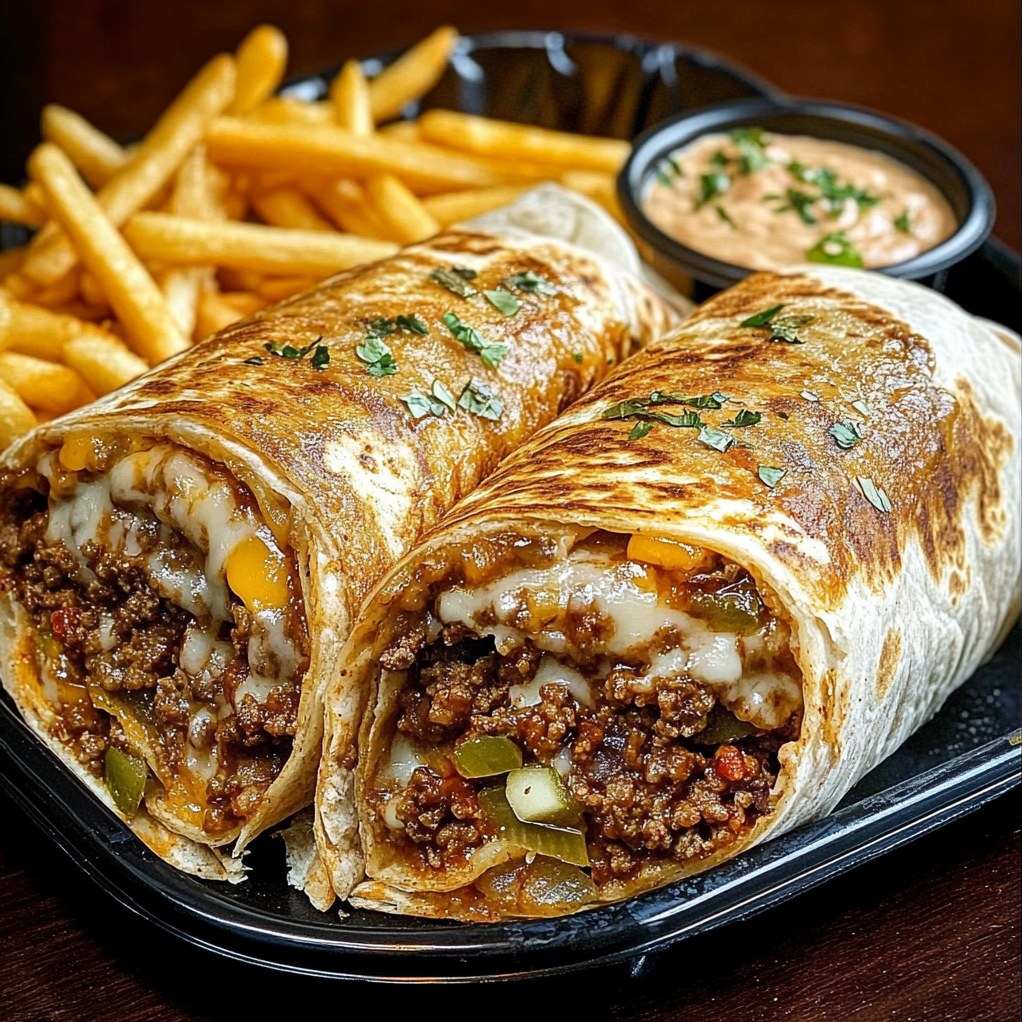 Cheesy Beef Burritos with Fries 