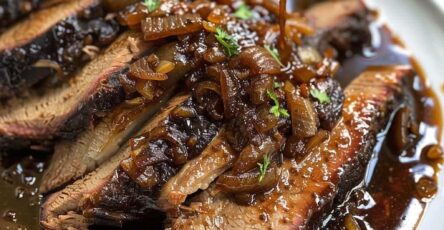 braised beef brisket with caramelized onions