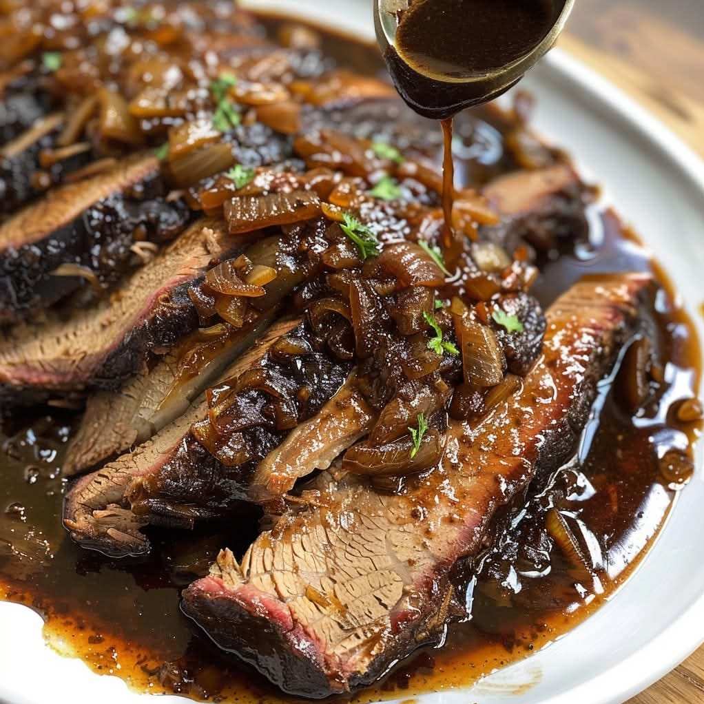 braised beef brisket with caramelized onions