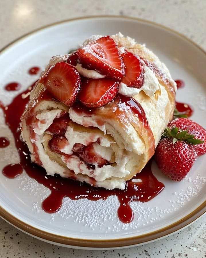 Strawberry Swiss Roll Cake