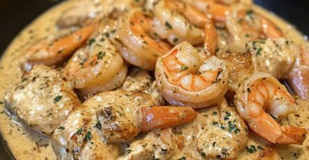 Chicken and Shrimp with Garlic Herb Cream Sauce