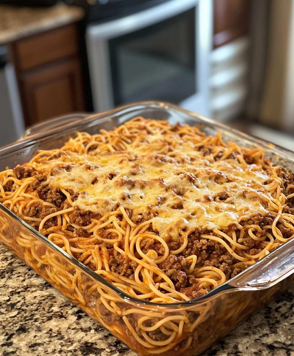 Baked Cream Cheese Spaghetti Casserole