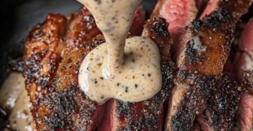 Peppercorn-Crusted Steak with Creamy Pan Sauce