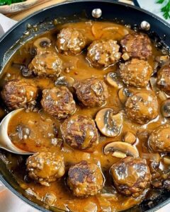 Salisbury Meatballs in Mushroom Gravy