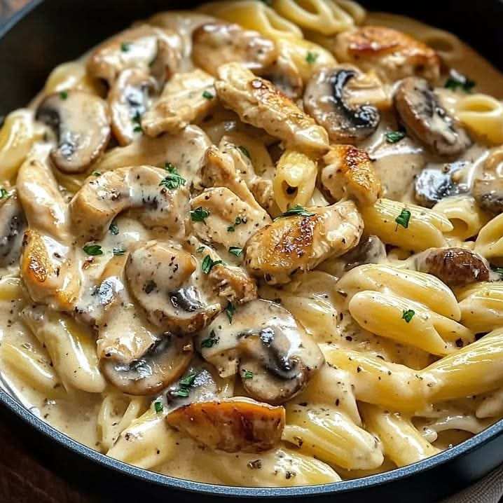 Chicken & Mushroom Pasta in Decadent Cream Sauce