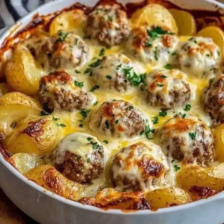 Meatballs with Potatoes and Cheese