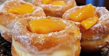 Peach Glazed Cream Donuts