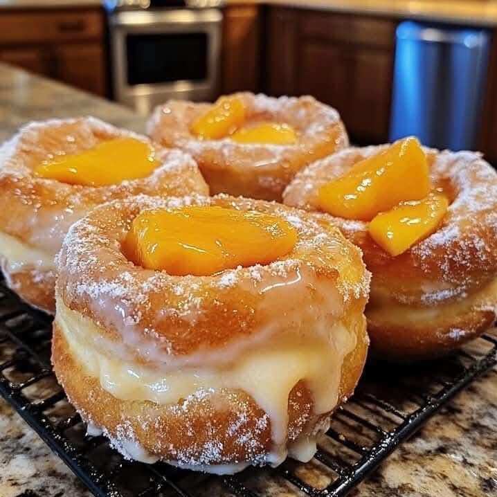 Peach Glazed Cream Donuts