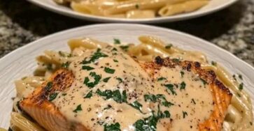 Creamy Garlic Parmesan Salmon Pasta