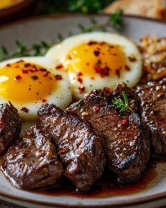  Garlic Steak Bites and Eggs