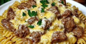 Creamy Rotini with Parmesan and Melting Beef