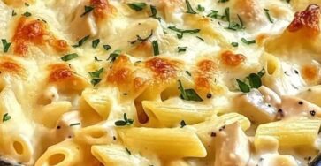 Creamy Chicken Pot Pie Pasta Bake