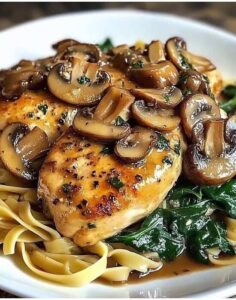 Savory Garlic Mushroom Chicken with Spinach