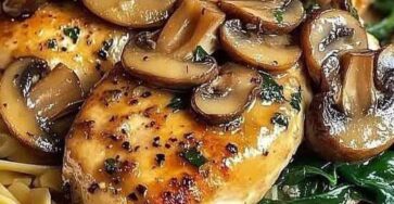 Savory Garlic Mushroom Chicken with Spinach